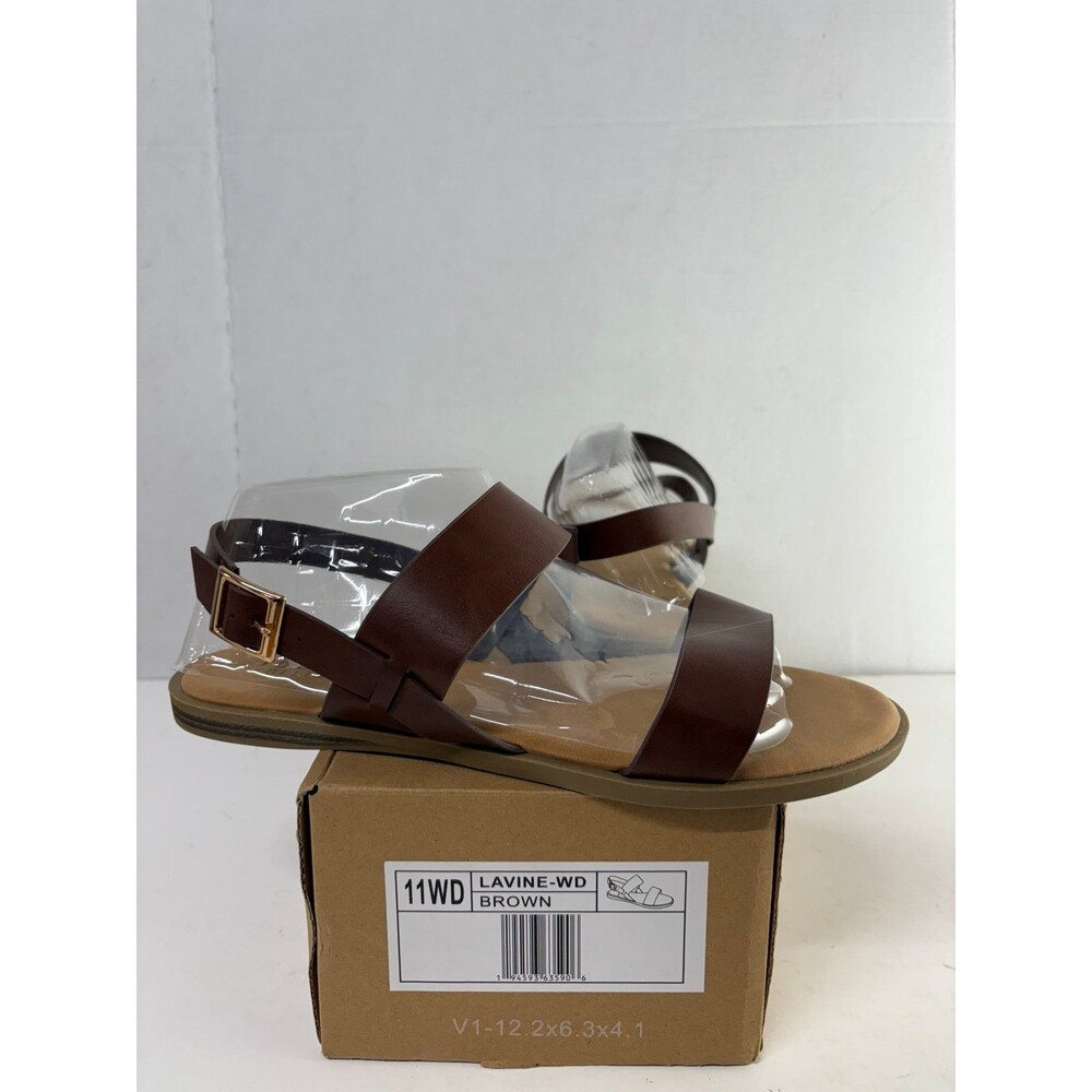 Journee Collection Women's Lavine Brown Slingback Sandals Strappy Size 11 Wide